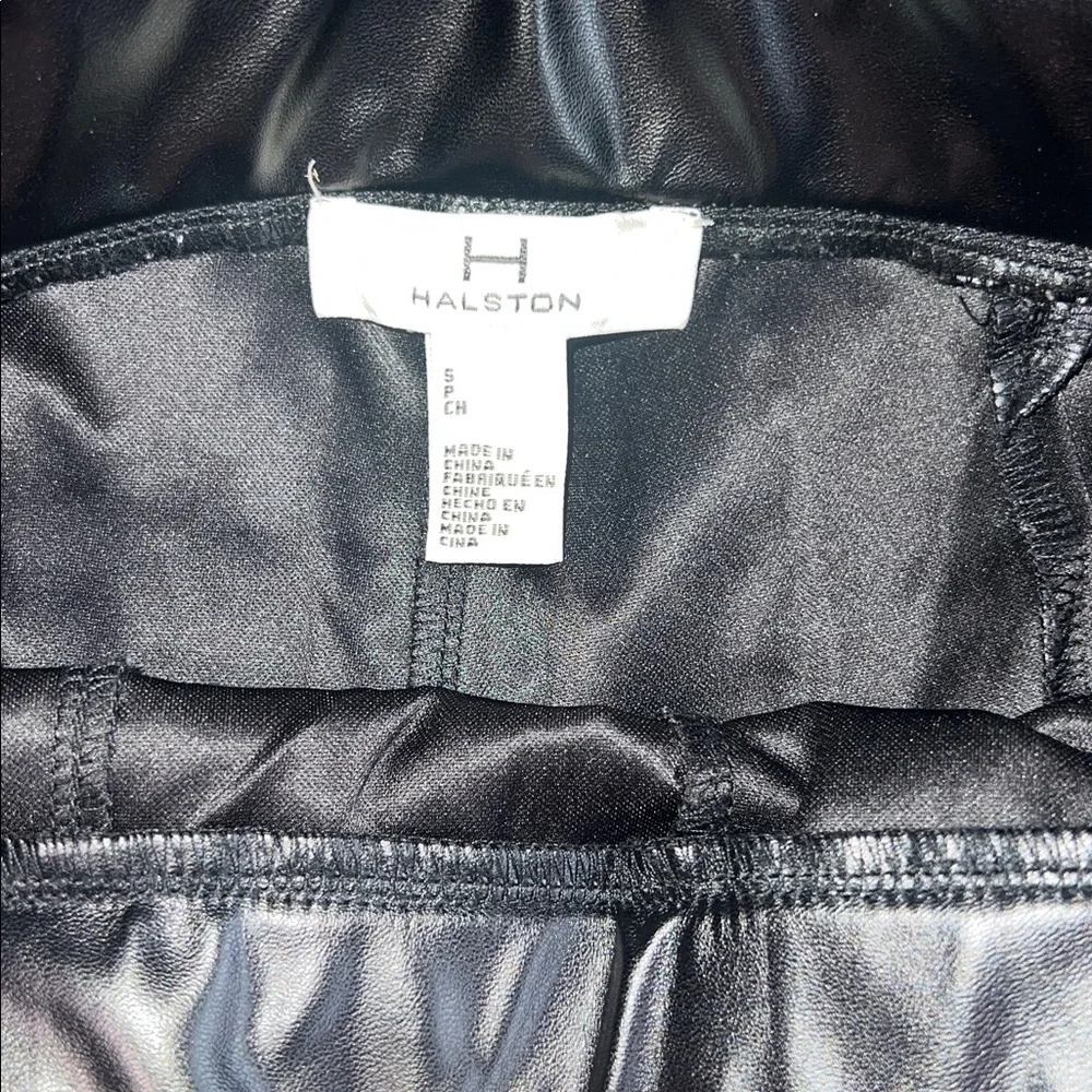 Halston Size Small Womens Pants Black Faux Leather Straight Leg Trousers